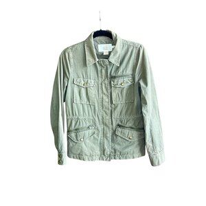 J Crew Classic Twill Chino Army Green Utility Jacket Drawstring Waist Size XS